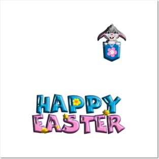 happy easter rabbit baby bunnies Posters and Art